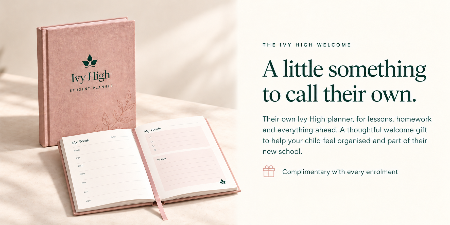 Ivy High student planner and enrolment welcome pack